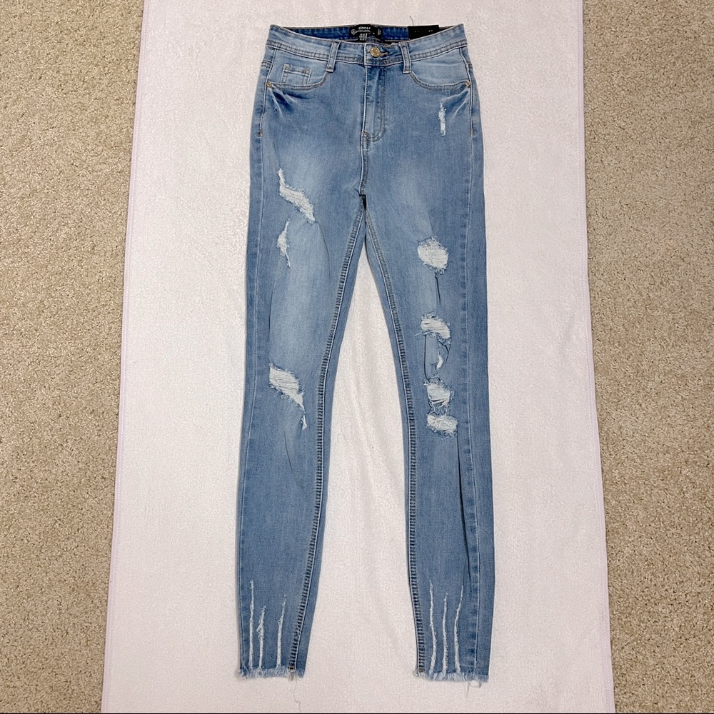 Missguided NEW Sinner High Waisted Ripped Skinny Jeans - Picture 2 of 7